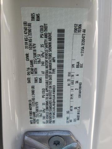 2017 FORD ESCAPE TIT - 1FMCU0J92HUA19003