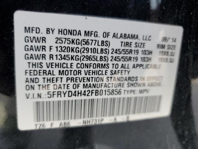 2015 ACURA MDX TECHNO 5FRYD4H42FB015856