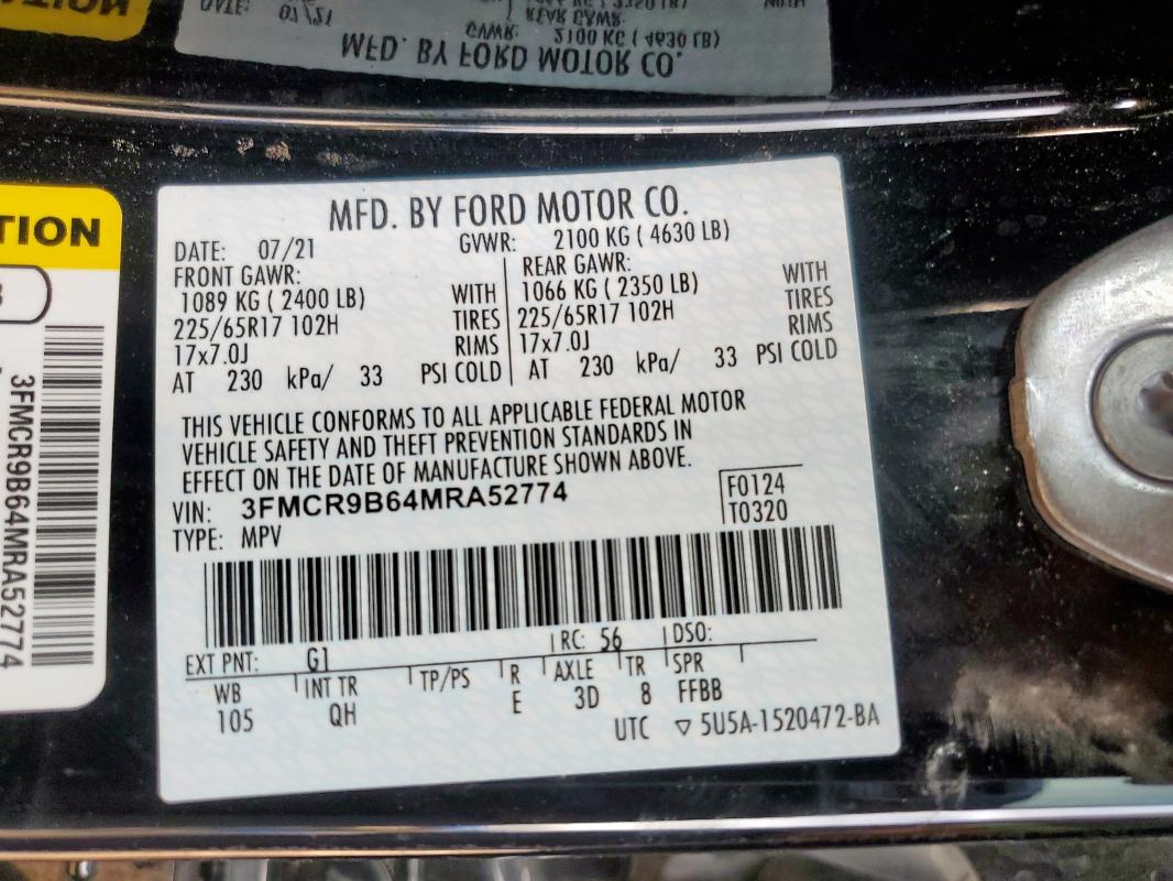 2021 FORD BRONCO SPO - 3FMCR9B64MRA52774
