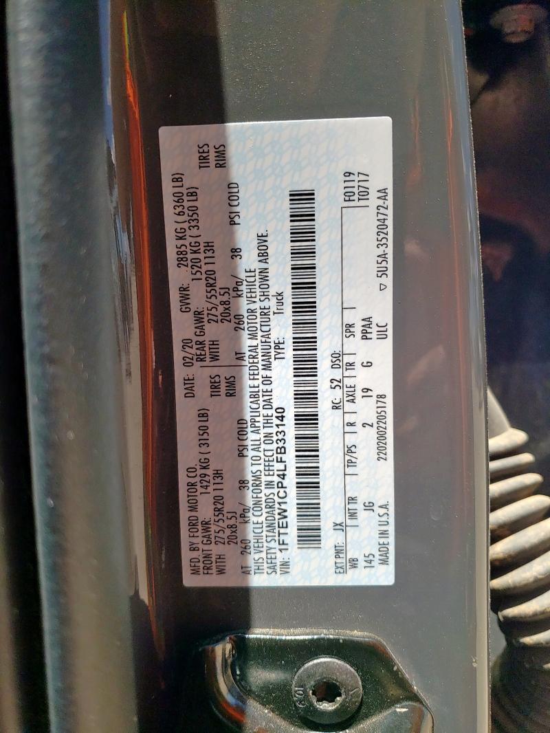 2020 FORD F150 SUPER - 1FTEW1CP4LFB33140