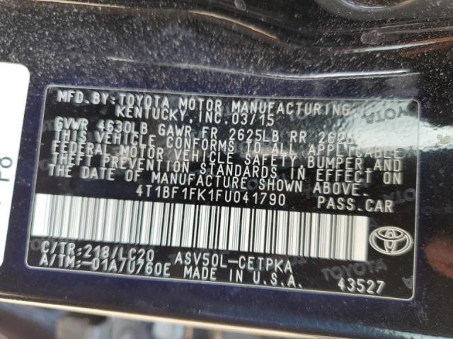2015 TOYOTA CAMRY LE 4T1BF1FK1FU041790