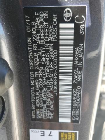2017 TOYOTA PRIUS PRIM JTDKARFPXH3008700