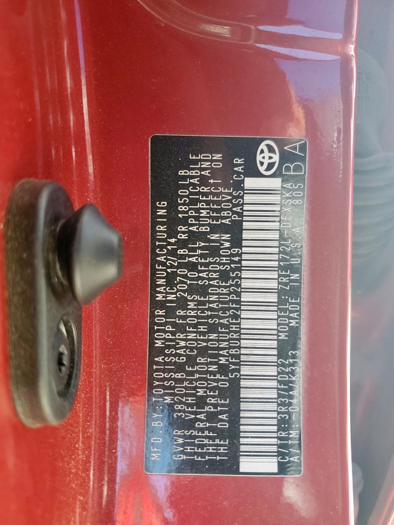 2015 TOYOTA COROLLA L - 5YFBURHE2FP255149