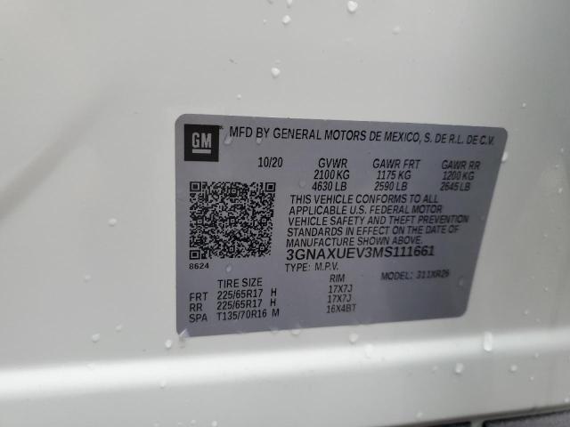2021 CHEVROLET EQUINOX LT - 3GNAXUEV3MS111661