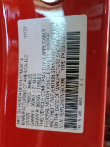 2022 HONDA CIVIC SPOR - 19XFL2H87NE004990