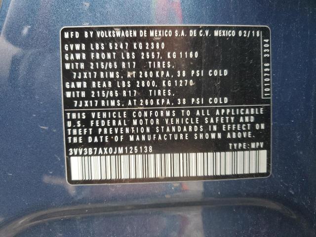 2018 VOLKSWAGEN TIGUAN SE - 3VV3B7AX0JM125138