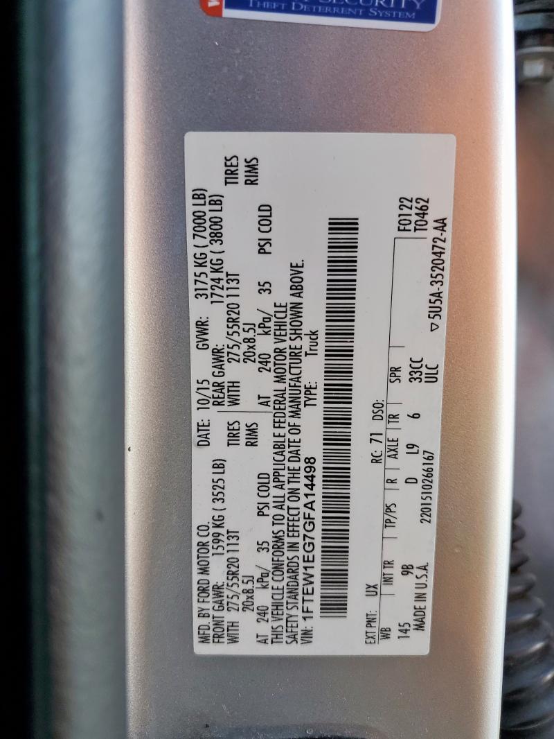 2016 FORD F150 SUPER - 1FTEW1EG7GFA14498