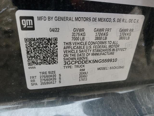 2022 CHEVROLET SILVERADO - 3GCPDDEK5NG559910