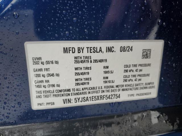 2024 TESLA MODEL S 5YJSA1E5XRF542754
