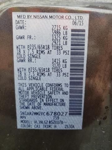 2015 NISSAN PATHFINDER - 5N1AR2MM2FC678027
