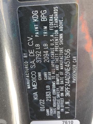 3KPF24AD5NE457656 2022 KIA FORTE