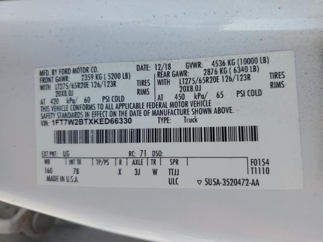 2019 FORD F250 SUPER 1FT7W2BTXKED66330