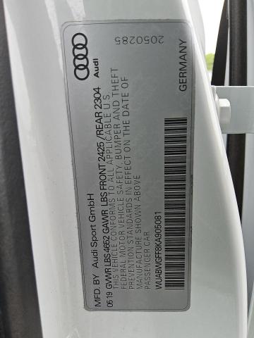 2019 AUDI RS3 WUABWGFF8KA905081