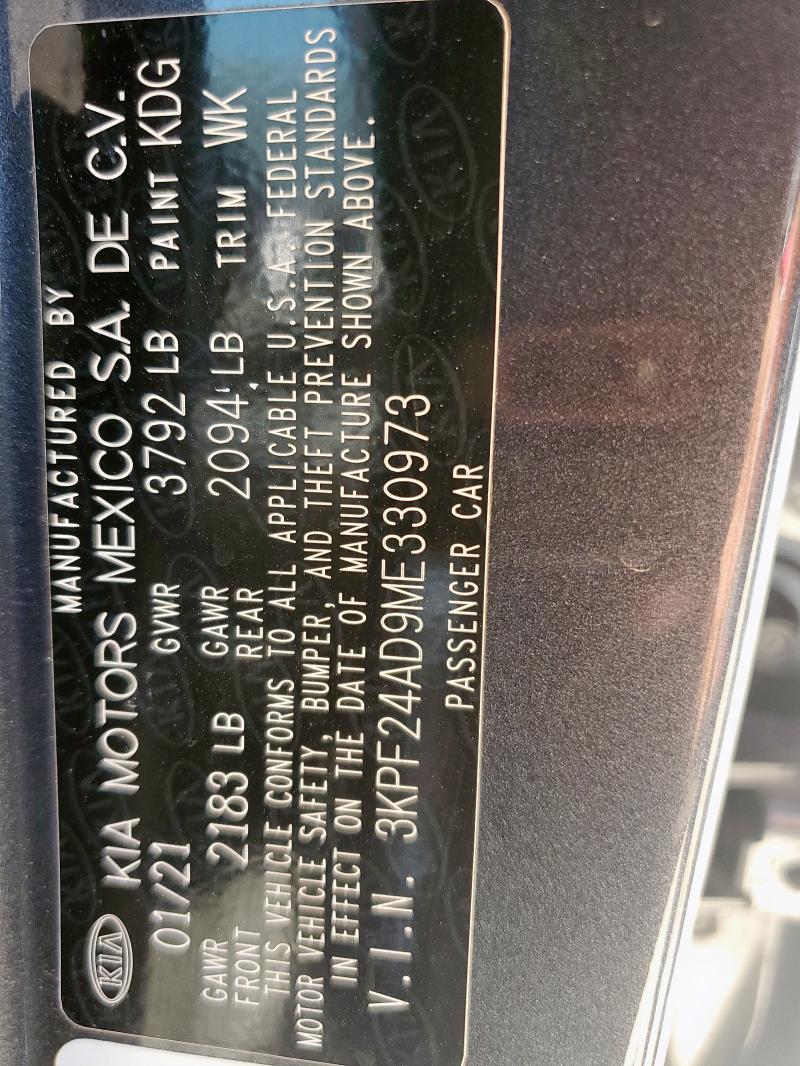2021 KIA FORTE FE - 3KPF24AD9ME330973