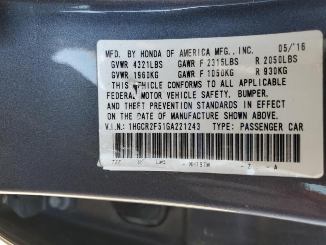 2016 HONDA ACCORD SPO 1HGCR2F51GA221243