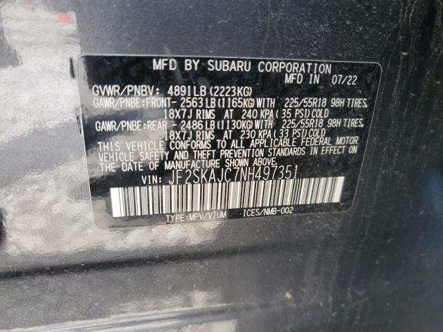 2022 SUBARU FORESTER S JF2SKAJC7NH497351