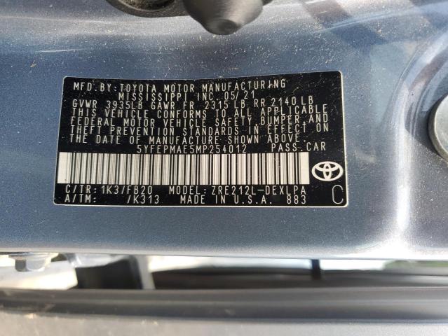 2021 TOYOTA COROLLA LE - 5YFEPMAE5MP254012