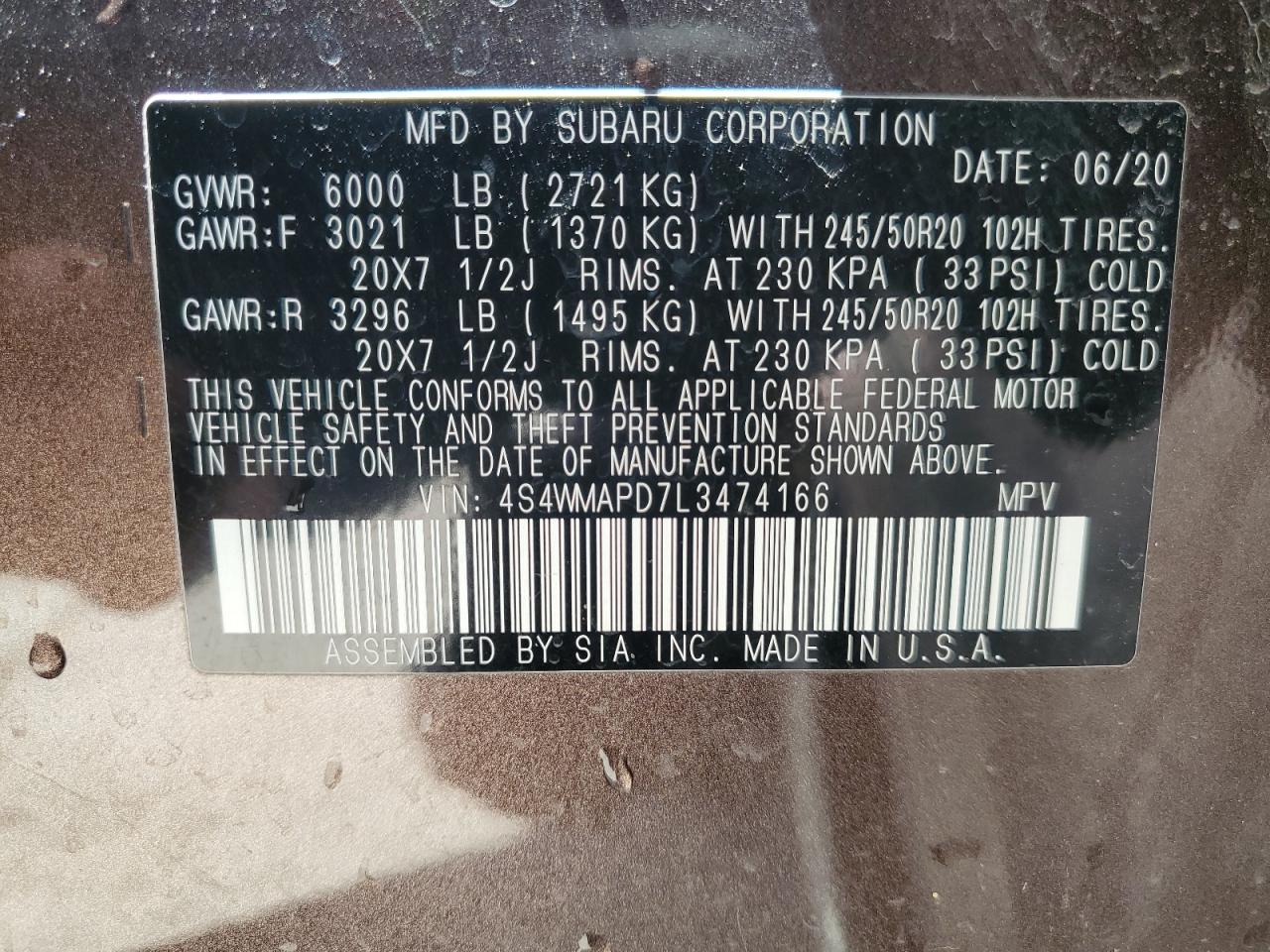 SUBARU ASCENT LIMITED