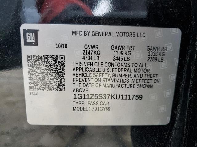 2019 CHEVROLET IMPALA LT 1G11Z5S37KU111759