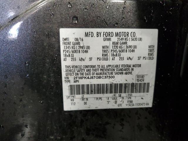 2016 FORD EDGE SEL - 2FMPK4J87GBC37500