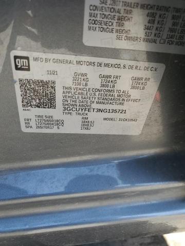 2022 CHEVROLET SILVERADO - 3GCUYFET3NG135721