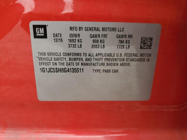 2016 CHEVROLET SONIC LT - 1G1JC5SH8G4135511