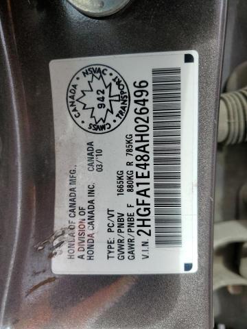 2hgfa1e48ah026496 - 2010 Honda civic dx-g - #56124985