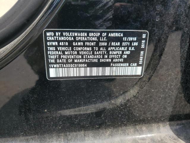 2016 VOLKSWAGEN PASSAT SE 1VWBT7A3XGC019954