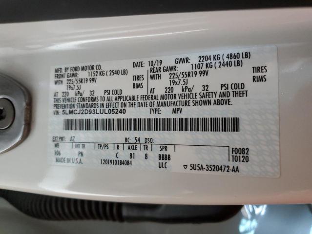 2020 LINCOLN CORSAIR RE 5LMCJ2D93LUL05240