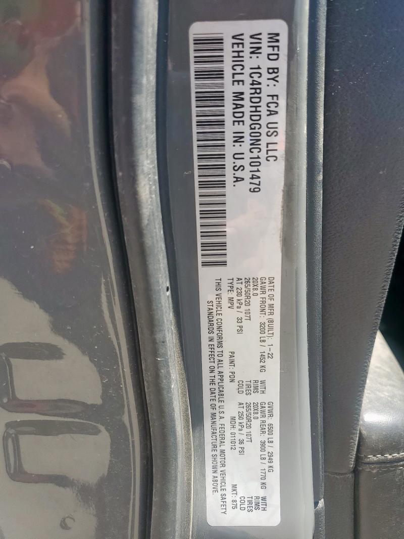 2022 DODGE DURANGO GT 1C4RDHDG0NC101479