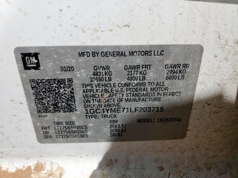 2020 CHEVROLET SILVERADO - 1GC4YME71LF203715