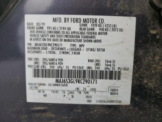2019 FORD ECOSPORT S MAJ6S3GL9KC290171