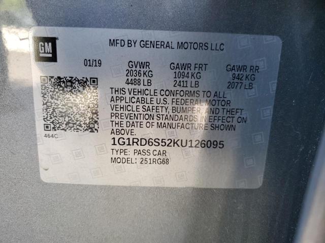 2019 CHEVROLET VOLT PREMI 1G1RD6S52KU126095