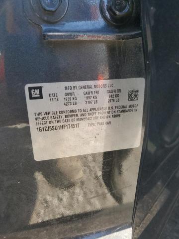 2017 CHEVROLET MALIBU HYB 1G1ZJ5SU1HF174517