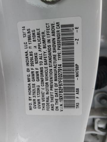 2015 HONDA CIVIC EXL 19XFB2F97FE027914