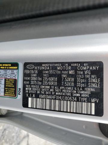 2017 HYUNDAI SANTA FE S - KM8SM4HFXHU180634