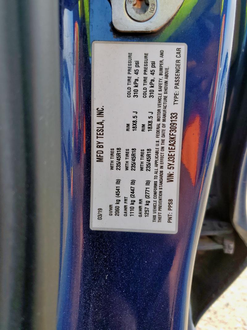 2019 TESLA MODEL 3 - 5YJ3E1EA3KF309133