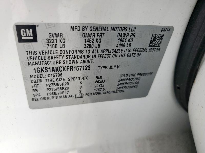 2015 GMC YUKON SLE 1GKS1AKCXFR167123