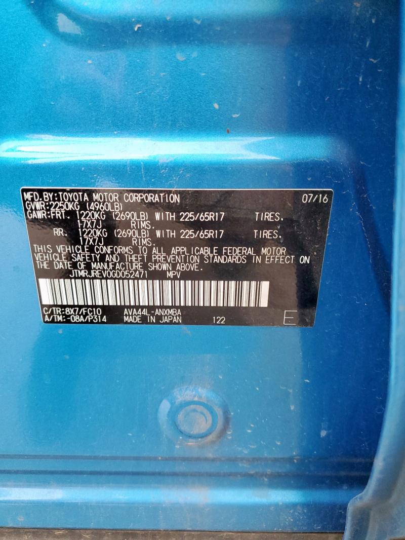 2016 TOYOTA RAV4 HV XL JTMRJREV0GD052471