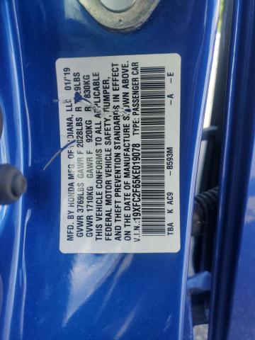 2019 HONDA CIVIC LX - 19XFC2F65KE019078