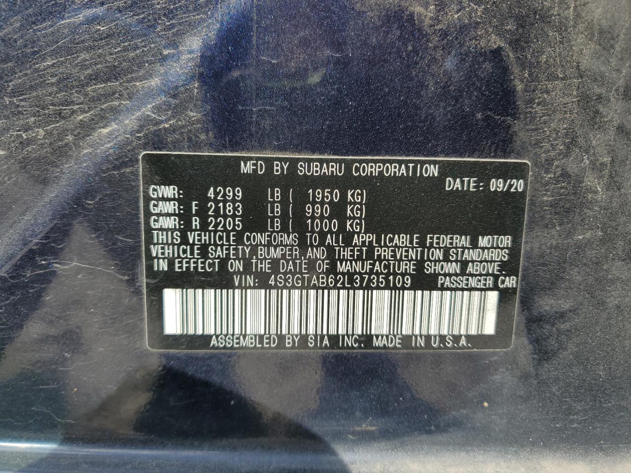 Lot #3311689223 2020 SUBARU IMPREZA