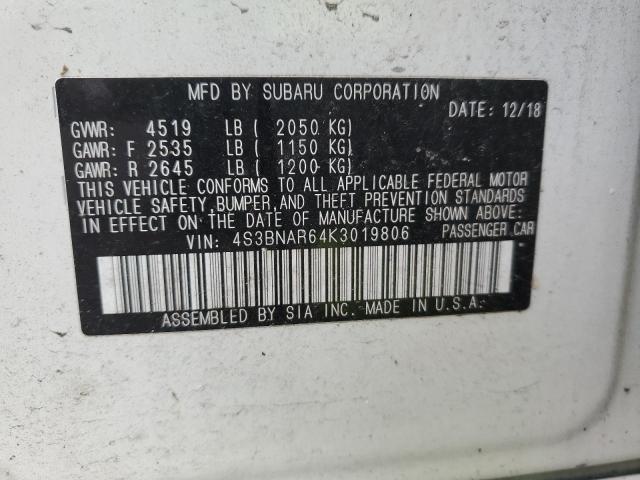 2019 SUBARU LEGACY SPO 4S3BNAR64K3019806