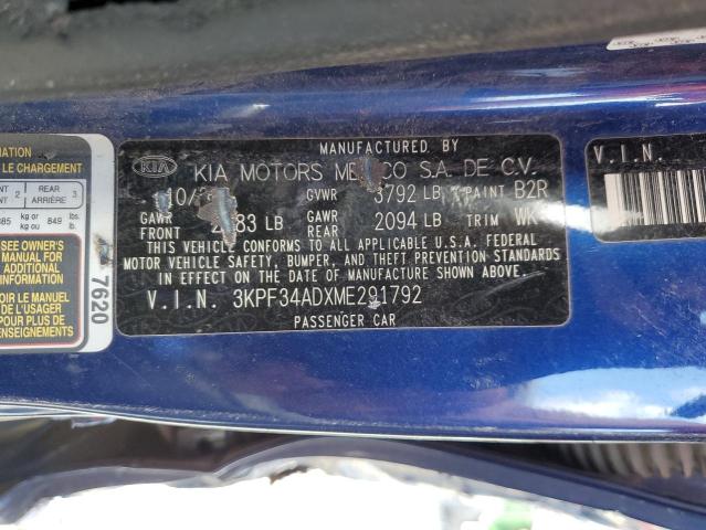 2021 KIA FORTE GT L 3KPF34ADXME291792