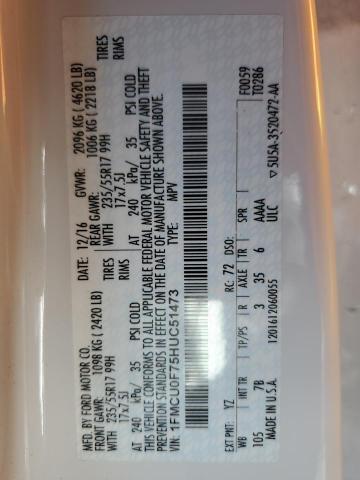 2017 FORD ESCAPE S - 1FMCU0F75HUC51473