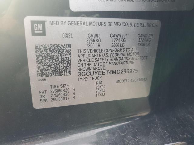 2021 CHEVROLET SILVERADO - 3GCUYEET4MG296975