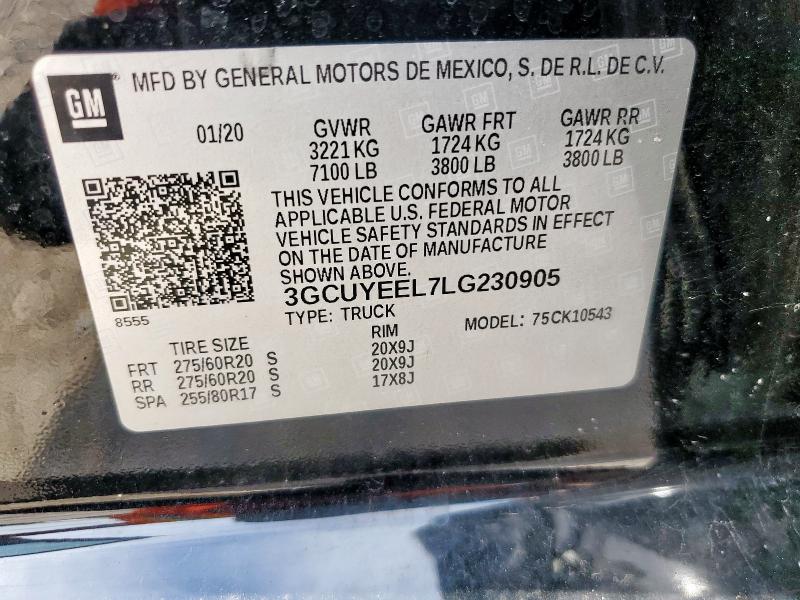 2020 CHEVROLET SILVERADO - 3GCUYEEL7LG230905