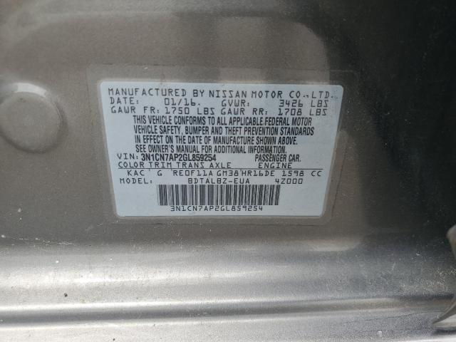 2016 NISSAN VERSA S - 3N1CN7AP2GL859254