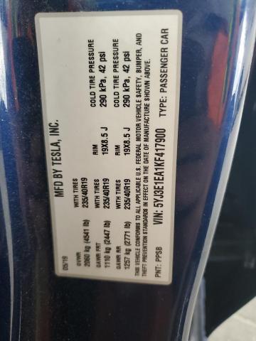 2019 TESLA MODEL 3 - 5YJ3E1EA1KF417900