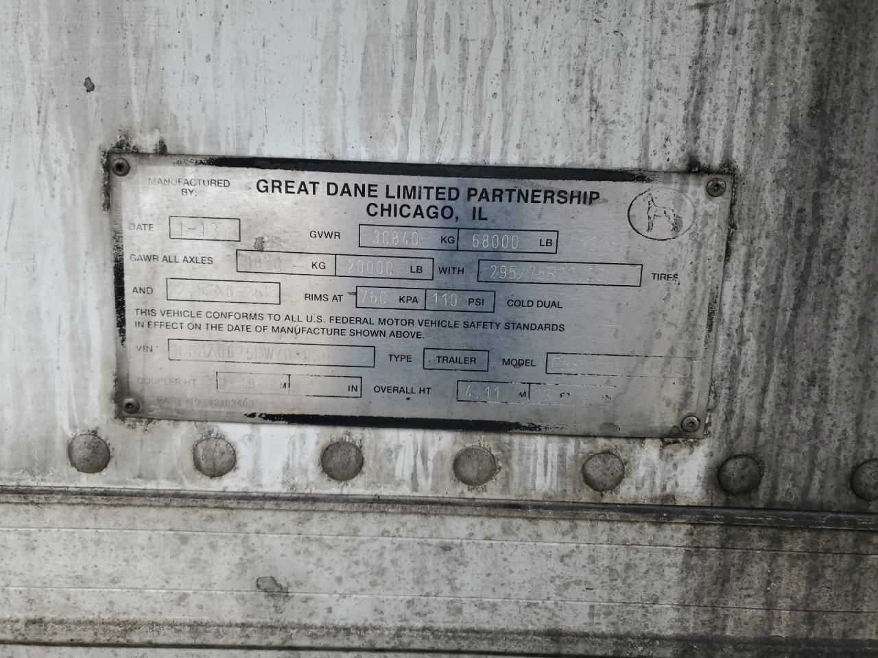 Lot #3316003110 2013 GREAT DANE REEFER