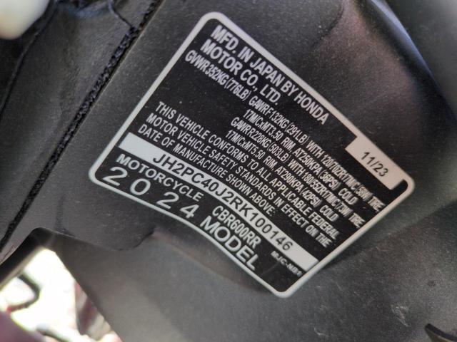 2024 HONDA CBR600 RR JH2PC40J2RK100146
